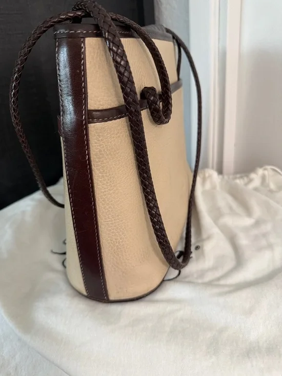 Brighton Liana Bone/Choc Satchel with Dust Cover and Box - Picture 5 of 11